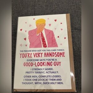 Humorous Trump Greeting Card with Pink Suit Design